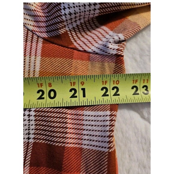 Kim Rogers Tunic Button Up Shirt Women's XL Plaid Long Ruched Sleeves Comfy EUC - Picture 7 of 8